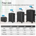 11Pcs Hardshell Luggage Set, Lightweight Suitcases w/ Spinner Wheels, Carry on Luggage, Black - Image 8