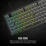 Corsair K55 CORE RGB Full Size USB Gaming Keyboard with Safety Leaflet, Black & Gray - Image 2
