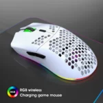 Hexamurby Ultralight Wireless Gaming Mouse,6 Kinds RGB Backlit,5 Levels Adjustable,Lightweight Honeycomb Shell Mice for PC Gamers(White) - Image 5