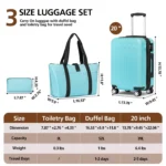 WEPLUS Hardside Carry On Luggage 3 Piece Luggage Sets TSA Lock Spinner Wheels 20" Suitcase with Cup Holder - Image 7