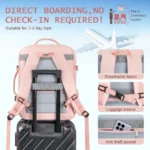 35L Travel Backpack, Carry on Luggage for Airplanes with 2 Packing Cubes, 15.6 inch Personal Item Travel Bag, Expandable Backpack with USB Charging Port & Shoe Pocket for Travel, Work,Pink - Image 2