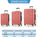 Sunbee 3 Piece Luggage Sets Hardshell Hardside TSA Lock Lightweight Durable Spinner Wheels Suitcase - Image 8
