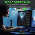 Wireless Gaming Mouse, 16000 DPI Adjustable, Bluetooth 5.2 & 2.4GHz Dual Mode, Lightweight, 10 Buttons, RGB Lighting, for PC Gaming & Office, Muzpu (Black) - Image 6