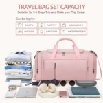 XUEYU 40L Gym Bag, Convertible Duffle Bag with Shoes Compartment and Wet Pocket, Gym Backpack Waterproof Sports Bags for Men with 2 Bottle Holders Multipurpose Weekender Overnight Bag -Pink - Image 4