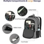 Matein 17'' Laptop Backpack, Flight Approved Carry on Travel Backpack with USB Charging Port and Luggage Strap for Men Women, Gray - Image 6