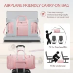 XUEYU 40L Gym Bag, Convertible Duffle Bag with Shoes Compartment and Wet Pocket, Gym Backpack Waterproof Sports Bags for Men with 2 Bottle Holders Multipurpose Weekender Overnight Bag -Pink - Image 2