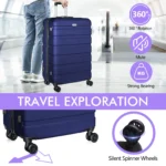 Luggage PC ABS Lightweight Suitcase with Wheels TSA Lock Hardshell Checked-Large Luggage 28 inch DarkBlue - Image 4