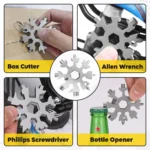 2-Pack Universal Socket & Snowflake Multitool Set with Power Drill Adapter – Cool Gift Gadgets for Men, Dad, Husband, and Women (Silver) - Image 4