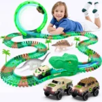 JitteryGit Dinosaur Toys Race Car Track STEM Set | Christmas Gifts For Boys Girls Kids Ages 3 4 5 6 7 8 Years Old - Image 2