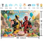 𝓓𝓮𝓪𝓭𝓹𝓸𝓸𝓵 and 𝓦𝓸𝓵𝓿𝓮𝓻𝓲𝓷𝓮 Birthday Party Decoration,5 x 3 FT Party Backdrop Supplies for boys and girls - Image 2