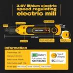 Mini Cordless Rotary Tool Kit – 3-Speed 3.7V USB Rechargeable Power Tool with 57 Accessories for Sanding, Polishing, Drilling, Engraving, and DIY Crafts - Image 8