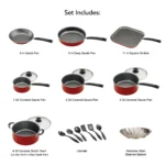 Tramontina Primaware 18-Piece Non-Stick Cookware Set – Stay-Cool Handles, Tempered Glass Lids, Dishwasher Safe - Image 3