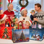 9 Pcs Non-Woven Christmas Gift Bags with Handles – Reusable Xmas Treat & Shopping Bags for Holiday Wrapping - Image 2