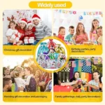 Christmas Drawstring Gift Bags, 15Pcs Xmas Wrapping Bags Assorted Sizes for Presents with Ribbon Ties for Birthday Holiday Party - Image 3