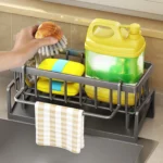 KKBBMA Kitchen Sink Caddy Organizer – Auto-Drain Sponge & Soap Holder for Countertop Storage - Image 4