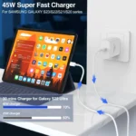 45W Samsung Super Fast Charger USB-C Wall Adapter with 10FT USB-C Charging Cable – Ultra-Fast Charging for Samsung Galaxy S25 Ultra/S25/S24/S23 Ultra/S22 Ultra/S20 Ultra & Android Devices - Image 2