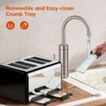 4-Slice Stainless Steel Retro Toaster – Bagel & Defrost Functions - Image 2