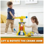 PAW Patrol Rubble & Crew Bark Yard Crane Tower Playset – 2-Foot Crane, Lights & Sounds, Kinetic Sand, Rubble Figure & Bulldozer – Kids Ages 3+ - Image 4