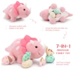 MaoGoLan 17.6″ Plush Dinosaur Set – Mommy Triceratops with 3 Baby Dinosaurs – Soft Stuffed Animals for Kids - Image 6