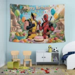𝓓𝓮𝓪𝓭𝓹𝓸𝓸𝓵 and 𝓦𝓸𝓵𝓿𝓮𝓻𝓲𝓷𝓮 Birthday Party Decoration,5 x 3 FT Party Backdrop Supplies for boys and girls - Image 4