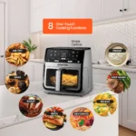 Gourmia 8 Qt Digital Window Air Fryer – 8 One-Touch Cooking Functions | Extra-Large Capacity | Gray - Image 3