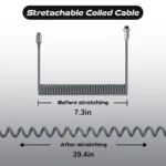 Custom Coiled USB-C Cable for Gaming Keyboards – Double-Sleeved, Detachable Metal Aviator Connector, Premium Coiled Keyboard Cable - Image 8