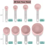8-Piece Measuring Cups and Spoons Set – Nesting Kitchen Essentials with Stainless Steel Handles for Dry & Liquid Ingredients, Pink - Image 4