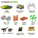 JitteryGit Dinosaur Toys Race Car Track STEM Set | Christmas Gifts For Boys Girls Kids Ages 3 4 5 6 7 8 Years Old - Image 3