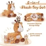 Muiteiur 5-Piece Giraffe Plush Set – 21.6″ Mommy Giraffe with 4 Baby Giraffes – Soft Stuffed Animal Toys for Kids - Image 4