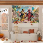 𝓓𝓮𝓪𝓭𝓹𝓸𝓸𝓵 and 𝓦𝓸𝓵𝓿𝓮𝓻𝓲𝓷𝓮 Birthday Party Decoration,5 x 3 FT Party Backdrop Supplies for boys and girls - Image 6