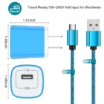 Fast Charger USB Wall Adapter with 6FT Braided Micro USB Cable – Quick Charging for Samsung Galaxy & Android Devices (Blue) - Image 6