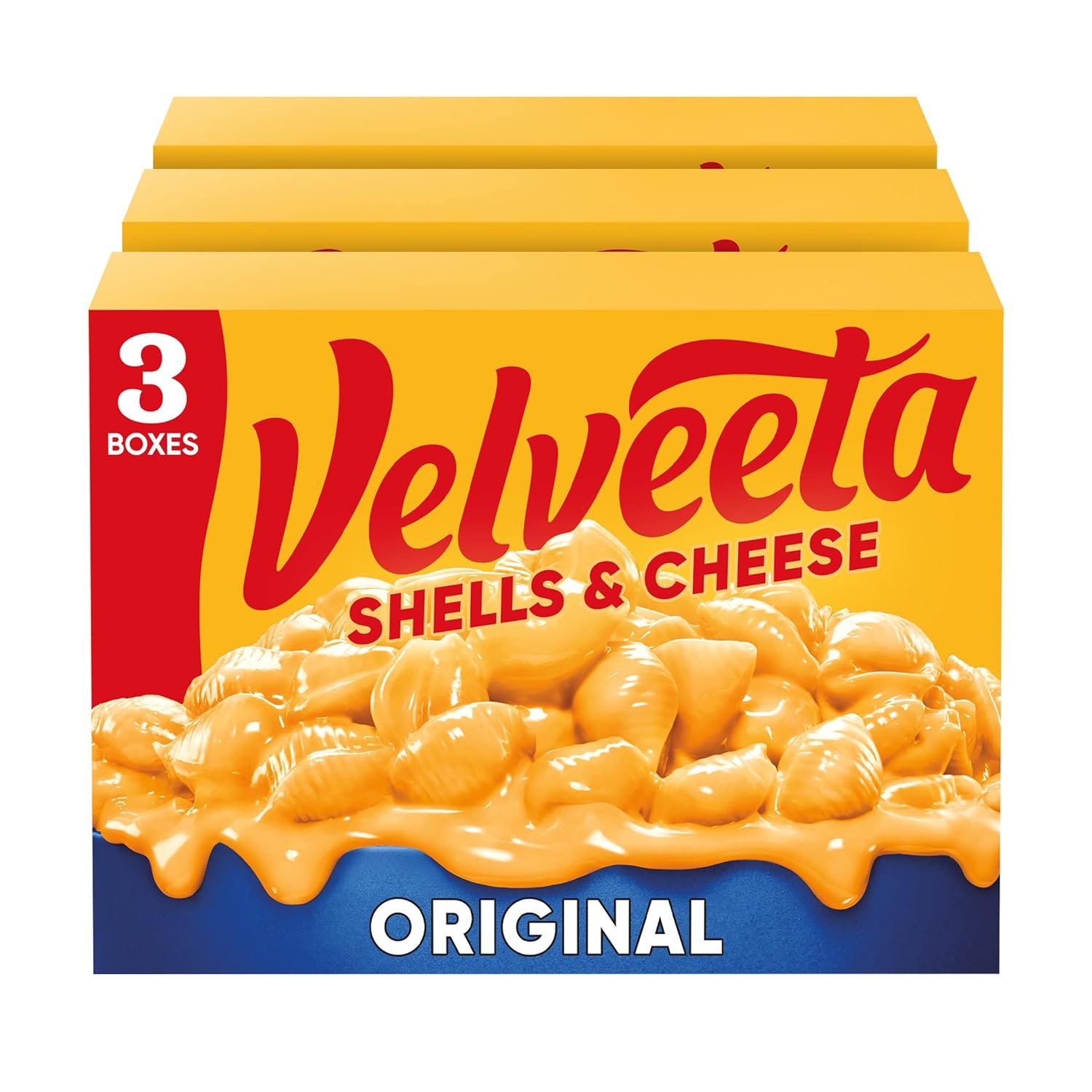 81dUBmAfIJL._SL1500_ Velveeta Shells & Cheese Original – 3 Pack, 12 oz Each | Shelf-Stable Mac & Cheese Dinner - Image 1
