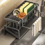 KKBBMA Kitchen Sink Caddy Organizer – Auto-Drain Sponge & Soap Holder for Countertop Storage - Image 6