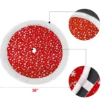 SANMADROLA 36" Red Christmas Tree Skirt – Merry Christmas Design with Gold Snowflakes & Faux Fur Trim - Image 6