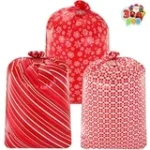 Joyfy 3-Pack Jumbo Christmas Gift Bags – 56”x36” Large Red Plastic Santa Gift Bags with Tags - Image 6