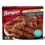 Banquet Family Size Salisbury Steaks with Brown Gravy, Frozen Meal, 27 oz