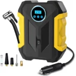 COWIN Black/Yellow 12V Portable Tire Inflator – 150 PSI Air Compressor Pump for Cars, Bikes, and Sports Equipment
