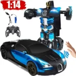 Ficcug Remote Control Transforming Car Robot Toys,2.4GHz 1/14 Scale Transform RC Racing Cars Toys with Gesture Sensing / One Key Deformation / 360° Spins for Kids Boys Girls