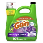 Gain Liquid Laundry Detergent with Odor Fighters – Moonlight Breeze Scent, 154 fl oz | 107 Loads of Freshness