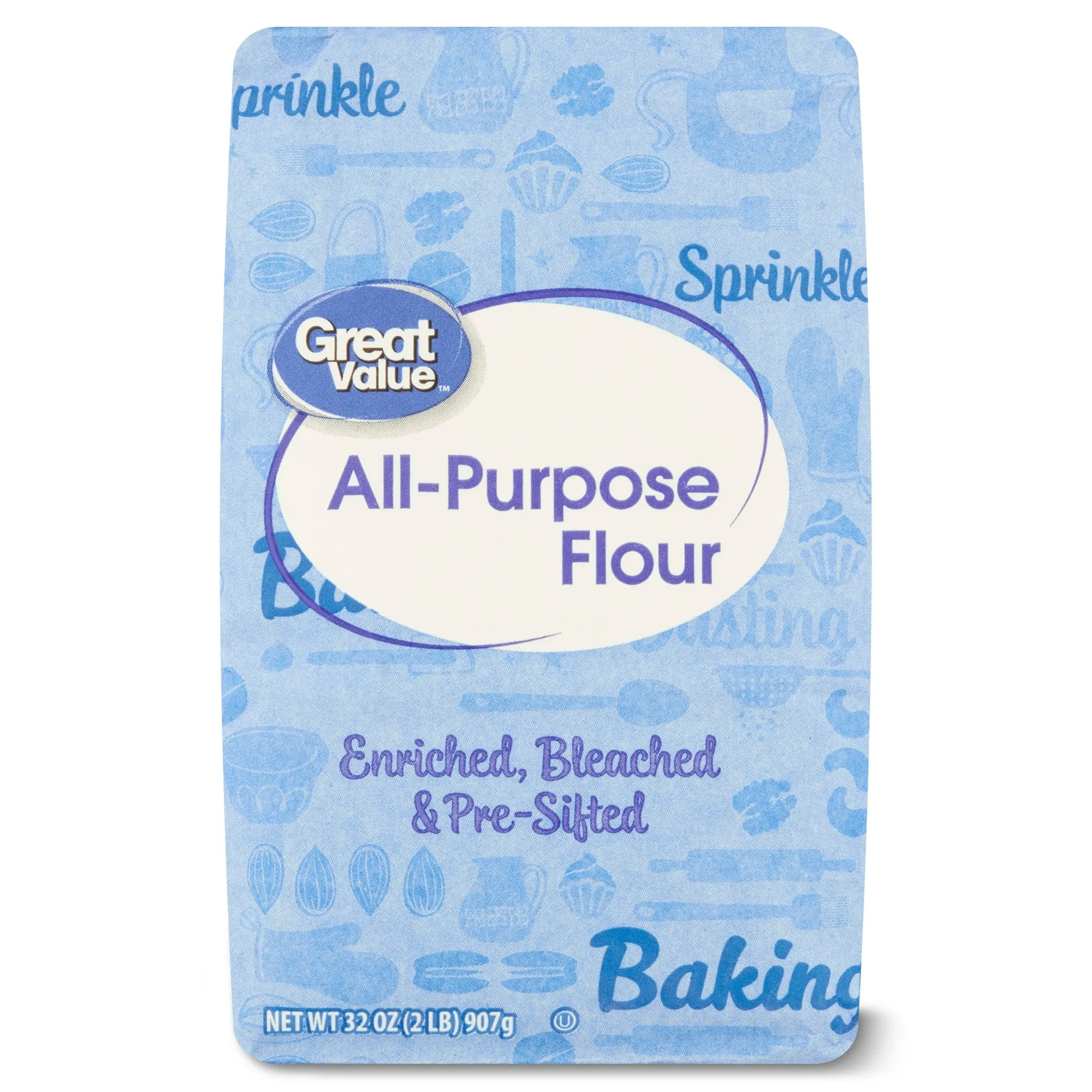 Great-Value-All-Purpose-Enriched Great Value All Purpose Enriched Flour – 2 lb Bag, Versatile Baking & Cooking Essential - Image 1