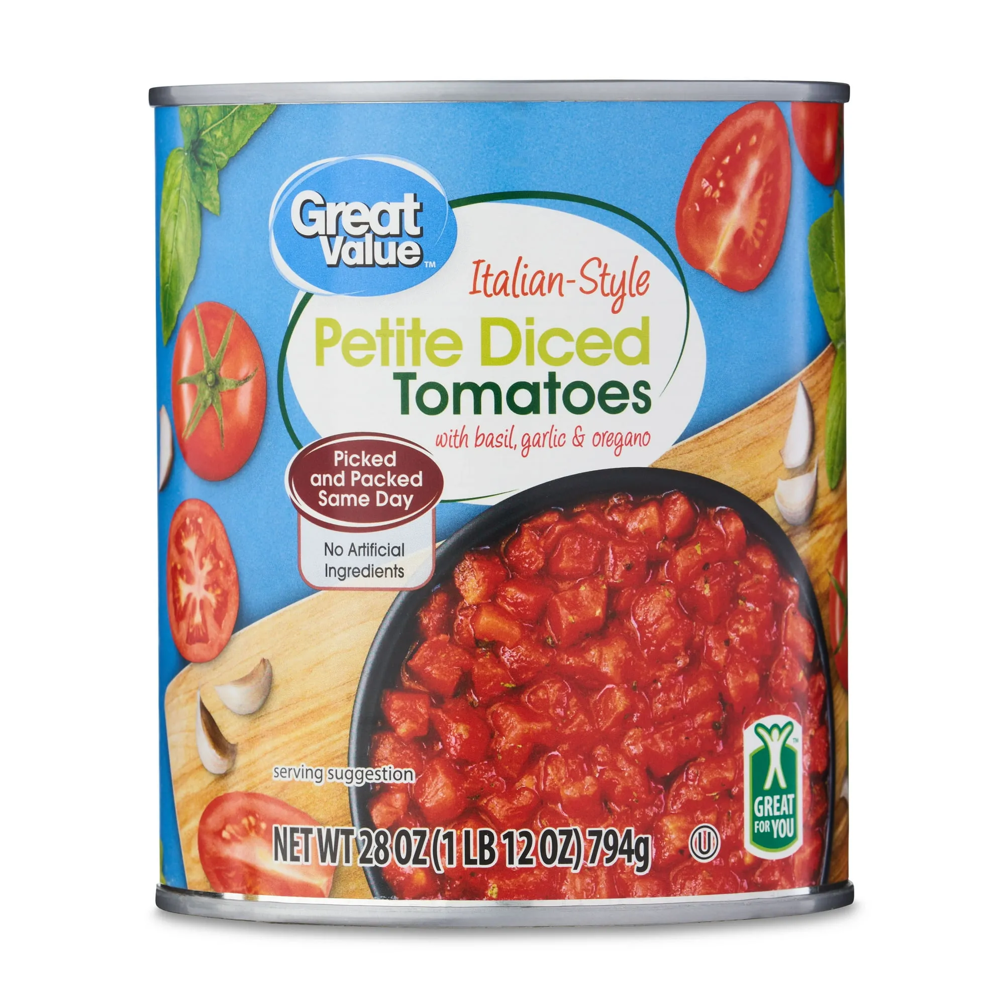 Great-Value-Italian-Style-Petite Great Value Italian-Style Petite Diced Tomatoes – 28 oz, Perfect for Italian Recipes - Image 1