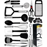 Home Hero 25-Piece Silicone Kitchen Utensils Set – Stainless Steel Handles, Non-Stick Safe Nylon Heads, Complete Cooking & Baking Tools, Black