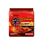 Nongshim Shin Stir Fry Ramen Noodles – 4.65 oz x 4 Pack, Shelf-Stable, Flavors: Kimchi, Red Fiery, Spicy Beef