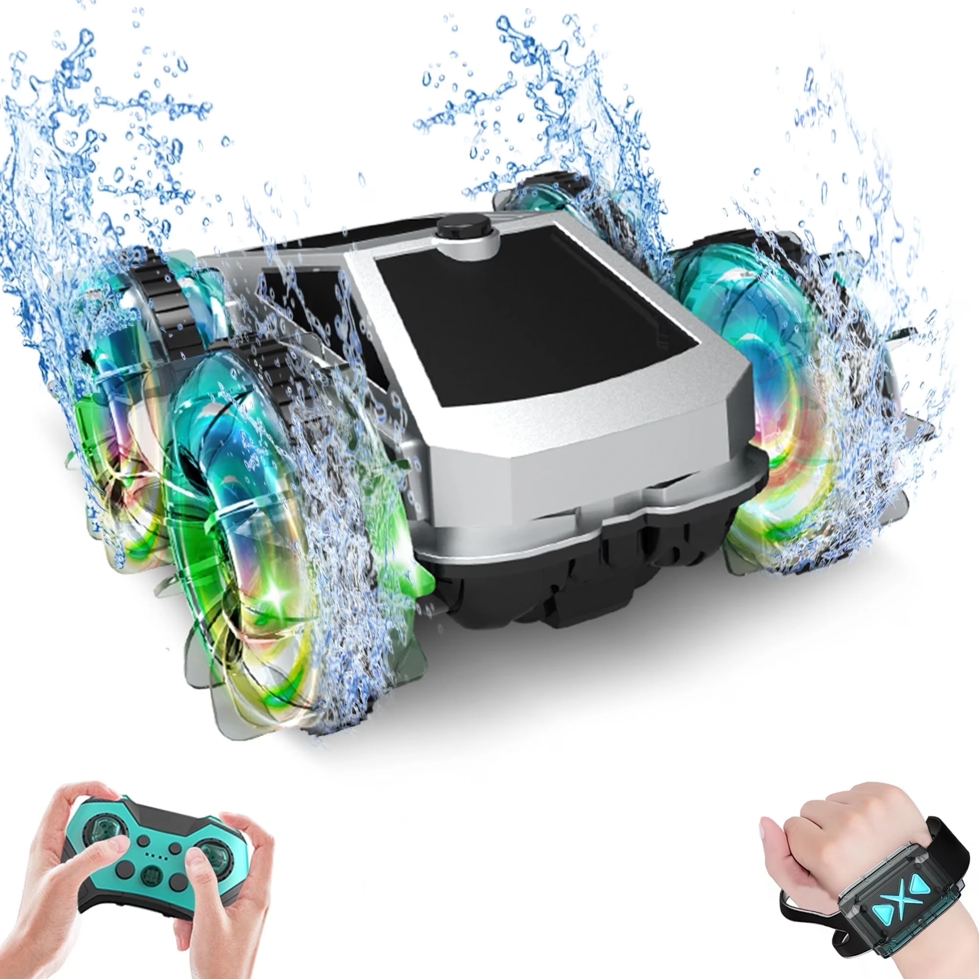 Remote-Control-Cars-for-Kids-8-12-Years-Old-1-16-Scale-4WD-All-Terrain-RC-Stunt-Car-Waterproof-Off-Road-Toy-with-Lights-Birthday-Gift-for-Boys_70773b34-da1a-47e5-9088-07c69b4f64e8.373edd35441c39e38f91 UUGEE 2.4GHz 4WD Amphibious Remote Control Car & Boat – 360° Stunt RC Truck with LED Lights, All-Terrain RC Vehicle for Boys & Girls Ages 8+, Birthday & Christmas Gift - Image 1