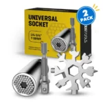 2-Pack Universal Socket & Snowflake Multitool Set with Power Drill Adapter – Cool Gift Gadgets for Men, Dad, Husband, and Women (Silver)