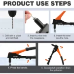 ValueMax 4-in-1 Hand Riveter / Pop Rivet Gun Tool Kit with 200 Rivets – 4 Interchangeable Nosepieces for Metal (3/32", 1/8", 5/32", 3/16") - Image 6