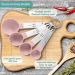 8-Piece Measuring Cups and Spoons Set – Nesting Kitchen Essentials with Stainless Steel Handles for Dry & Liquid Ingredients, Pink - Image 3