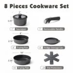 SENSARTE 8-Pc Nonstick Cookware Set with Removable Handle - Image 3