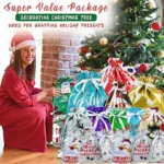 Christmas Drawstring Gift Bags, 15Pcs Xmas Wrapping Bags Assorted Sizes for Presents with Ribbon Ties for Birthday Holiday Party - Image 5