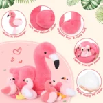 MorisMos 18″ Plush Flamingo Set – Mommy Flamingo with 4 Baby Plush Toys – Soft & Cuddly Stuffed Animals for Kids - Image 6